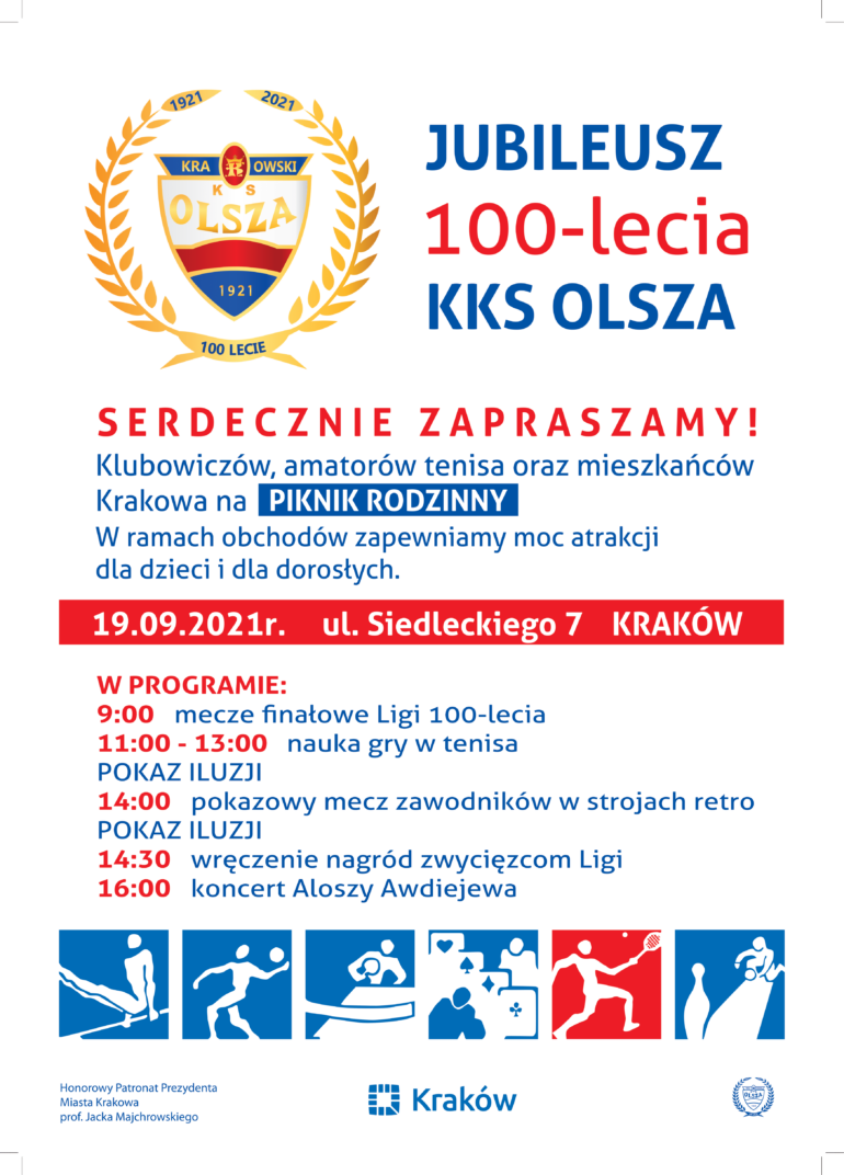 Logo KKS Olsza i plan wydarzeń