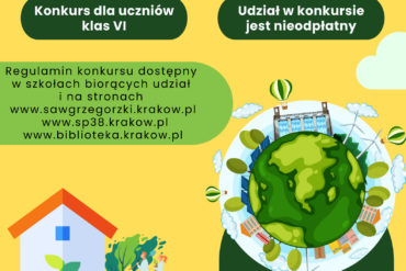 Żółto zielone tło, domek, tekst